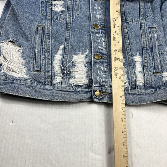 Carmar Womens Distressed Denim Jean Jacket Blue Street Layer Button Front XS - Picture 6 of 10